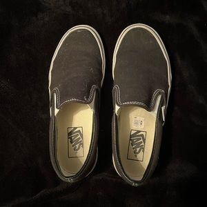 black and white slip on vans